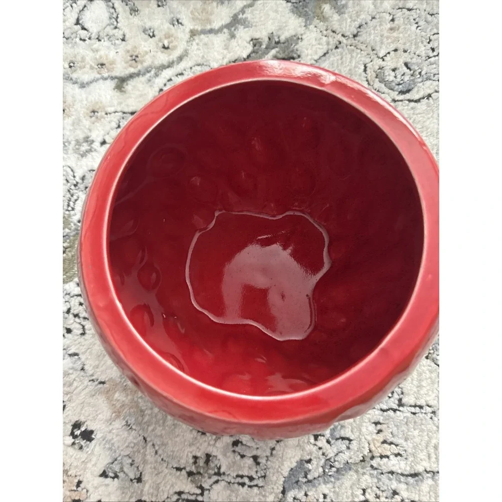 Vintage Ceramic Red Strawberry Cookie Jar Gorgeous 10